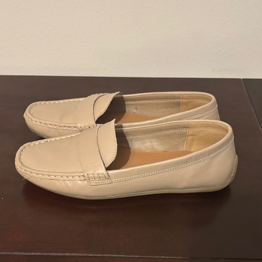 Joie Cream Leather Loafers